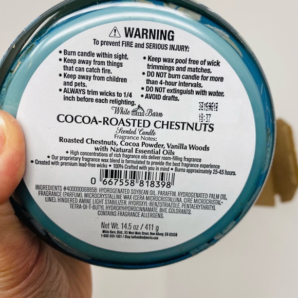 NWT Bath & Body Works Cocoa-Roasted Chestnuts 3-wick Candle 14.5 oz/60 hour burn - Picture 8 of 8